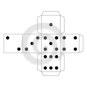 Flat paper dice template scheme