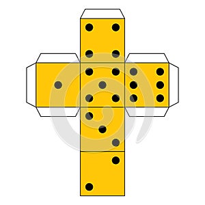 Flat paper dice template scheme