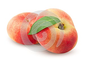 Flat peach isolated on white background, clipping path, full depth of field