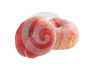 Flat peaches isolated on white