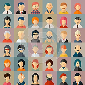 Flat people character avatar icons