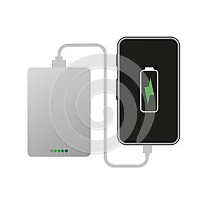 Flat phone bank charging. Vector illustration.