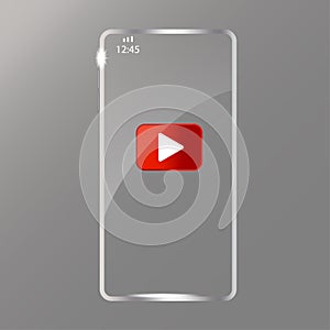 Flat phone red button for concept design. Digital technology. Vector illustration.