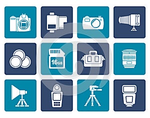 Flat Photography equipment and tools icons