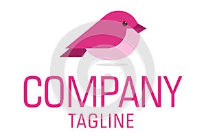 Pink Color Cartoon Cute Bird Logo Design