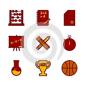 Flat and pixel icon set for education