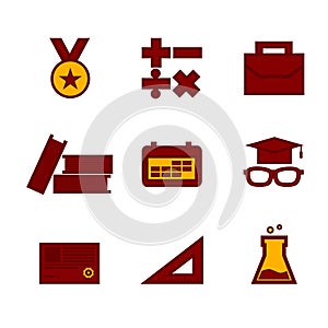 Flat and pixel icon set for education