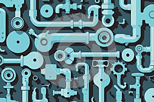 Flat Plumbing pattern. Generative AI. photo