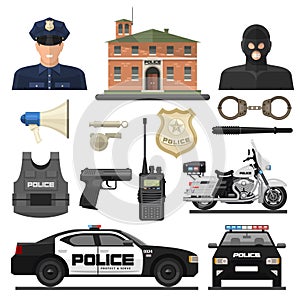 Flat Police Icon Set