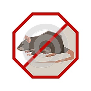 Flat polygonal sign with Rat