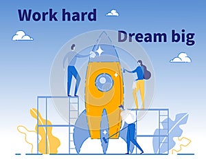 Flat Poster Motivating on Hard Work for Big Dream