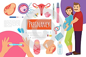 Flat Pregnancy And Child Birth Composition