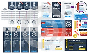 Flat pricing tables set