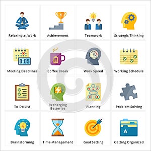Flat Productivity at Work Icons