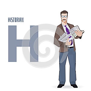 Flat profession Letter H - historian