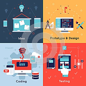 Flat Programm Development Icon Set