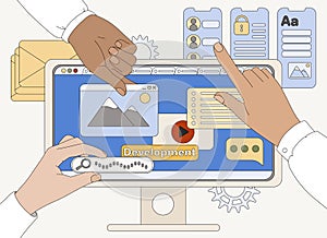Flat programmers and designers create ux ui design