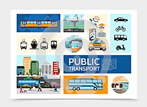 Flat Public Transport Infographic Template