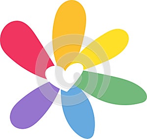 Flat Rainbow Chamomile Flower Pride Party Icon