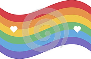 Flat Rainbow Heart Flag Wave Pride Party Icon