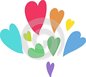 Flat Rainbow Hearts Garland Pride Party Icon