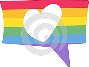 Flat Rainbow Speak Heart Bobble Pride Party Icon