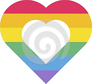 Flat Rainbow Two Hearts Together Pride Party Icon
