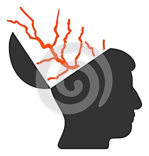 Flat Raster Brain Electricity Icon