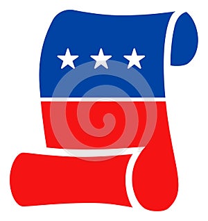 Flat Raster Constitution Roll Paper Icon in American Democratic Colors with Stars