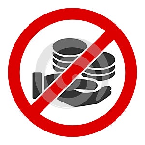 Flat Raster No Pay Coins Icon