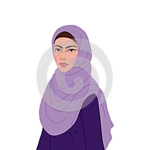 Flat realistic arabian muslim woman on white background