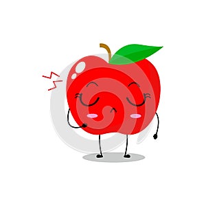 A flat red apple character with cute cranky expression