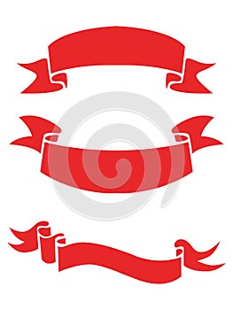 Flat Red Decorative Christmas Ribbon Banner Set