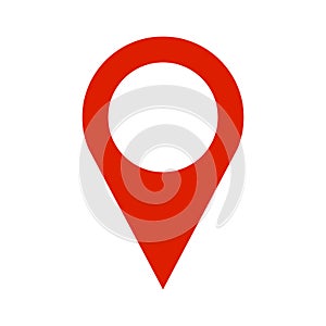 Flat red vector map geo point. Map pin filled flat sign for mobile concept and web design. Vector geo point icon for web site  app