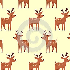 Flat reindeer seamless pattern vector illustration