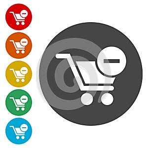 Flat remove from cart icons set