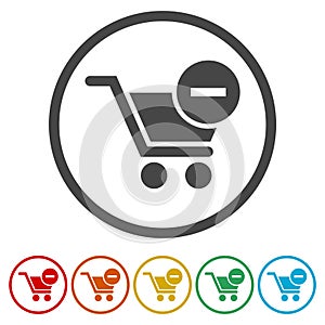 Flat remove from cart icons set