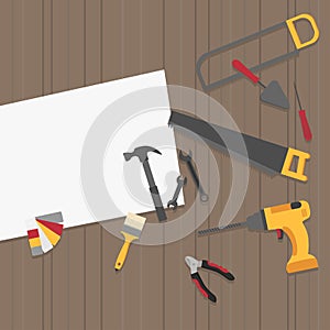 Flat repair and construction working tools icon set. Industrial Instrument isolated.