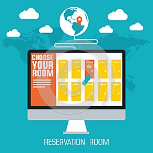 Flat reservation room background design concept.