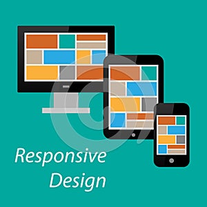 Flat responsive design of computer, tablet PC and smart phone