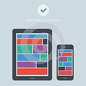 Flat responsive design phone and tablet