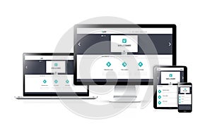 Flat responsive web design development vector conc