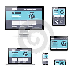 Flat responsive web development vector illustratio