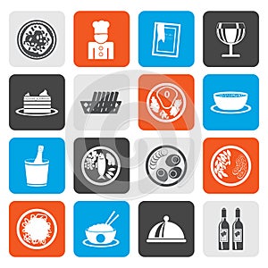 Flat Restaurant, food and drink icons