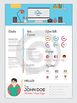 Flat Resume with Infographics