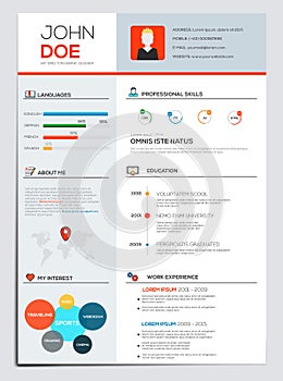 Flat Resume with Infographics