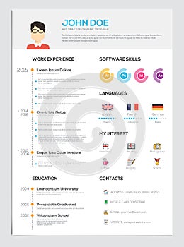 Flat Resume with Infographics