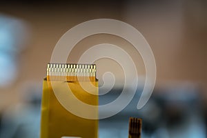 Flat Ribbon Cable on a Blurred Background.