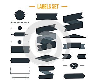 Flat ribbon decoration set, vector label, quote background elements, special graphic scrap