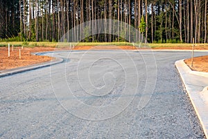 Flat road gravel subbase in new construction residential subdivision